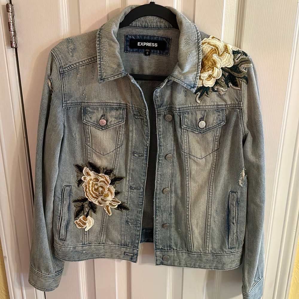 Express distressed jean jacket